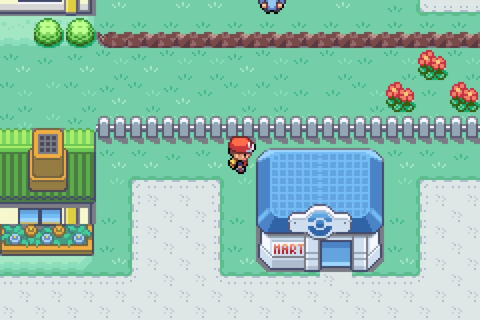 Pokémon FireRed running in the Game Boy Advance emulator