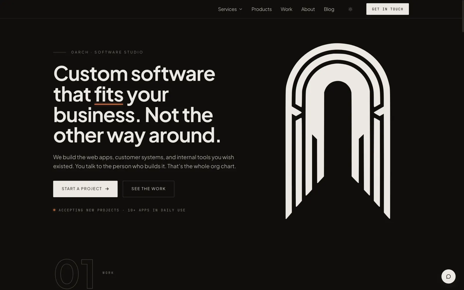 The 0arch.io homepage